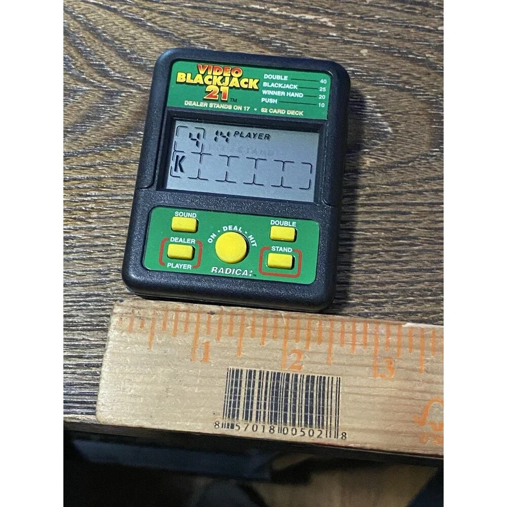 Radica Video Blackjack 21 Retro Handheld LCD Casino Game Model 450 Tested Works